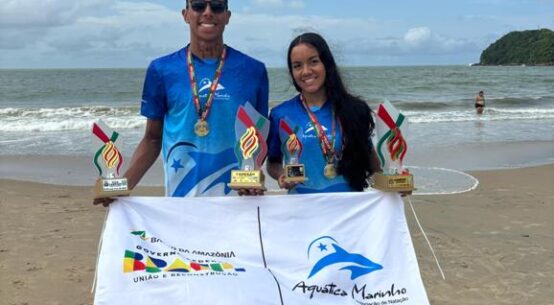 Águas Abertas: Kathleen e Pedro da Aquática Marinho trazem ouro para Roraima