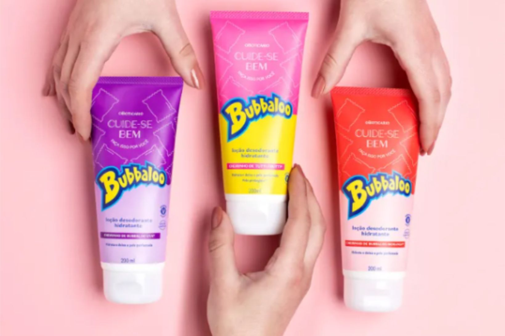 Boticário retoma collab com Bubbaloo e lança novos produtos inspirados na goma de mascar