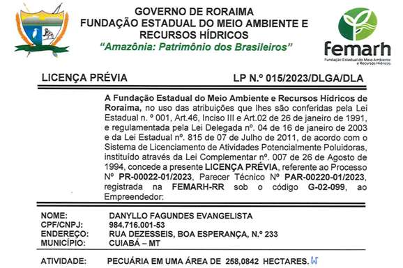 Informe Publicitário – Licença Ambiental Fazenda Matrinxã