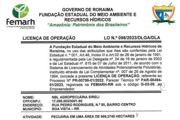 Informe Publicitário: Licença de Operacão NBL Agropecuária