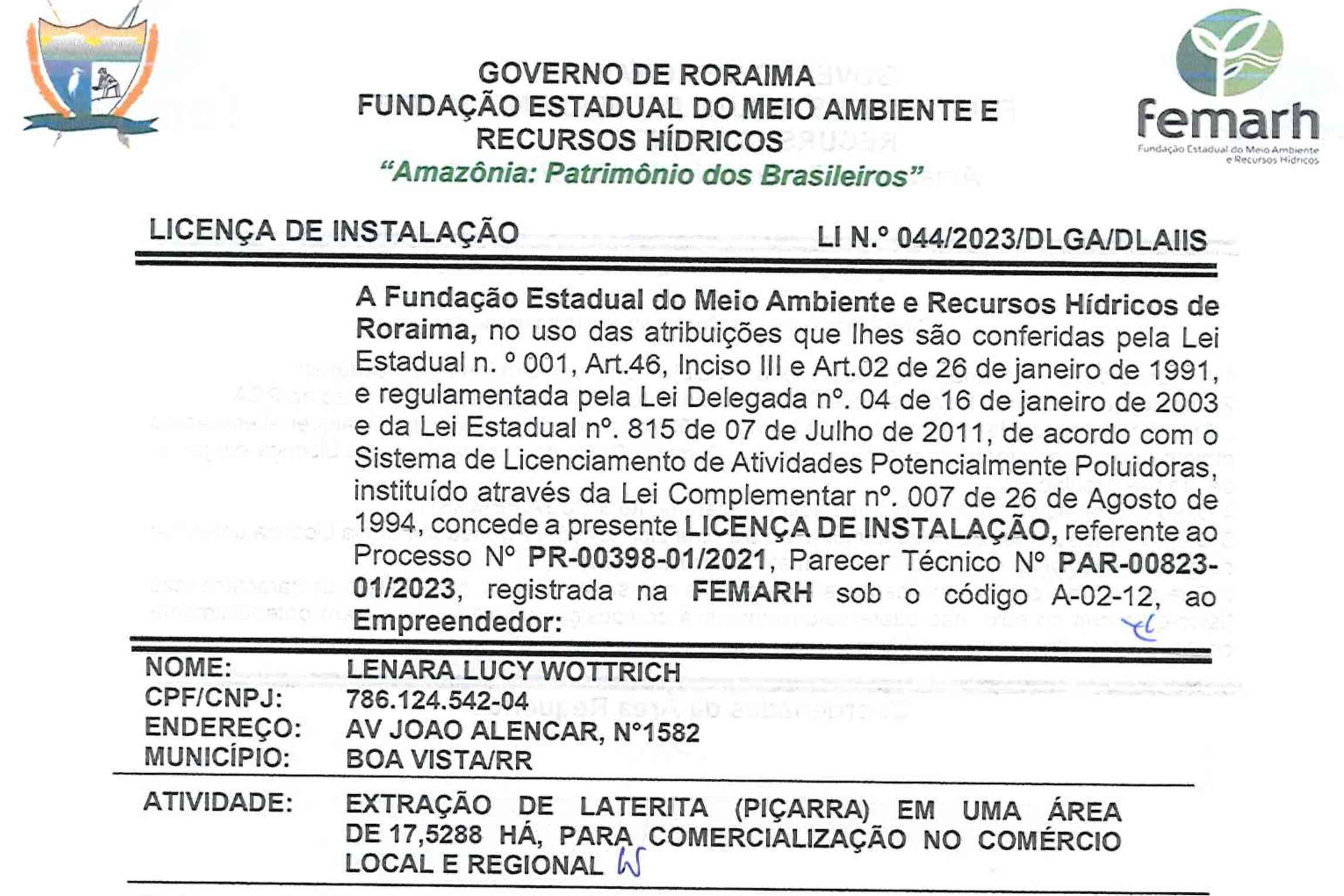 Informe Publicitário – Licença de Instalação Fazenda Lagoa
