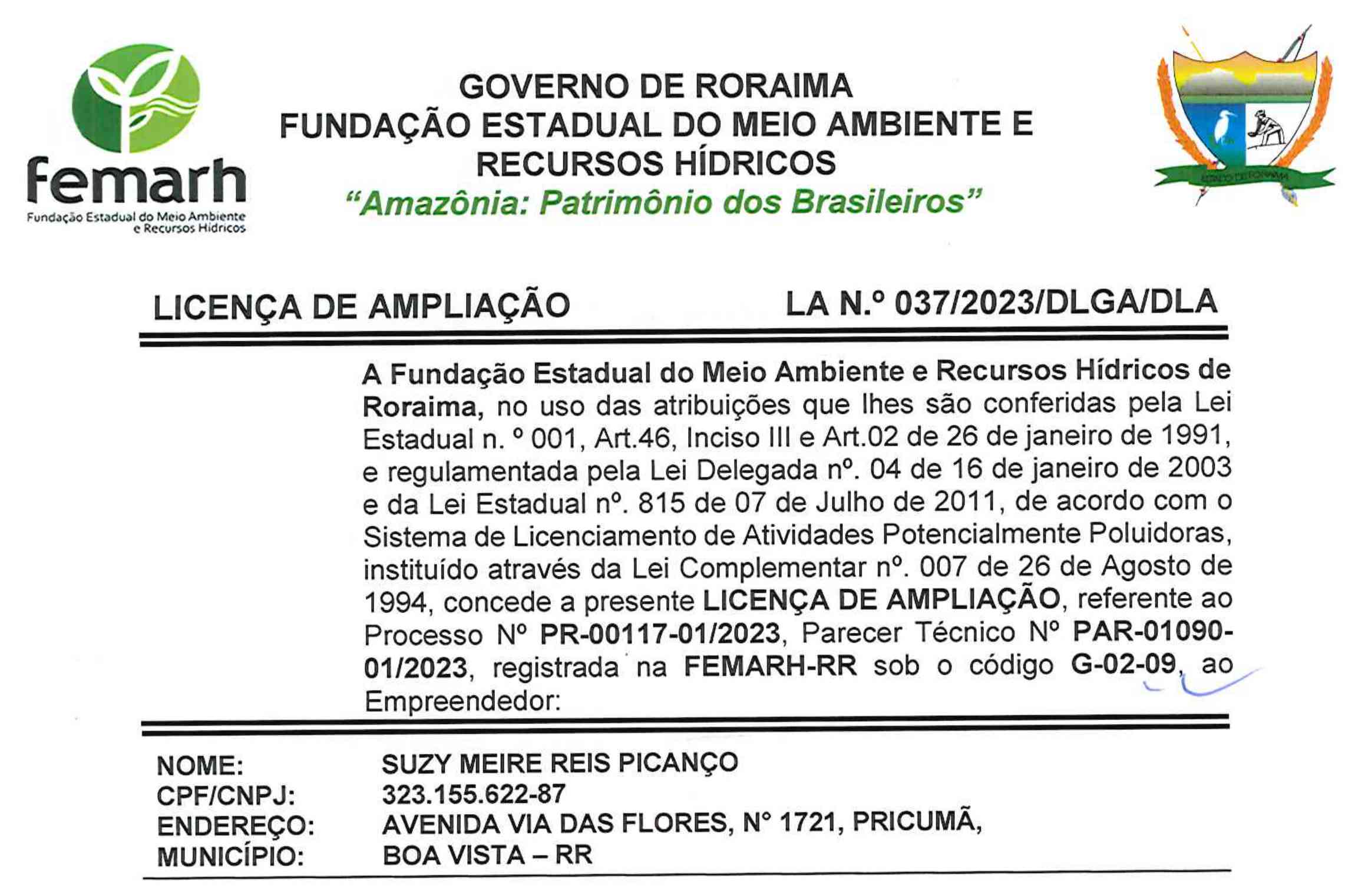 Informe Publicitário – Licença de Ampliação Fazenda Bahia