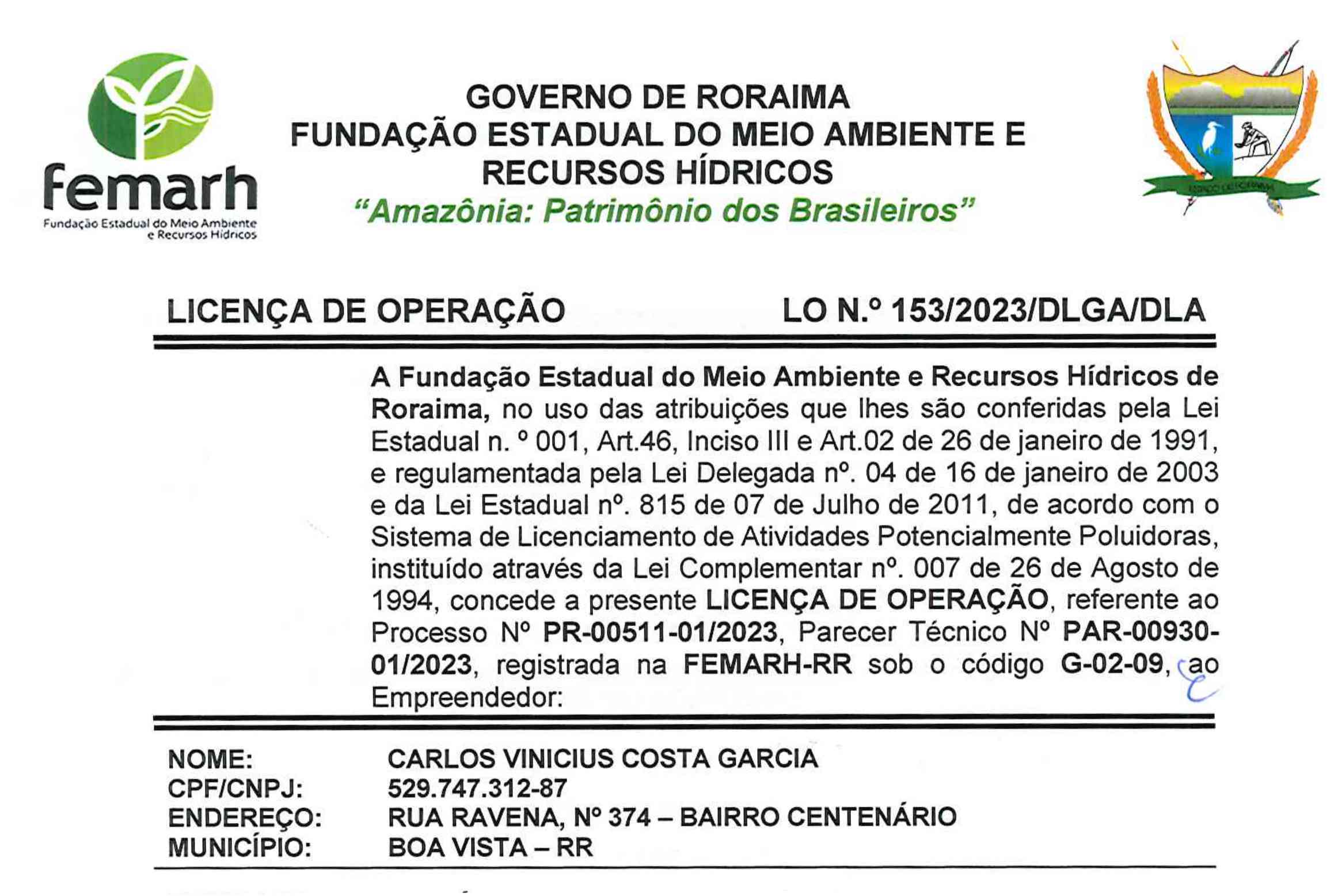Informe Publicitário: Licença de Operação Fazenda Castanhal